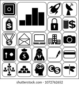  Set of 22 business high quality icons or symbols. Collection. Amazing desing. Vector Illustration.