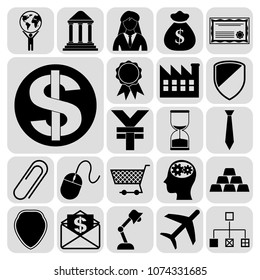 Set of 22 business high quality icons or symbols. Collection. Detailed design. Vector Illustration.