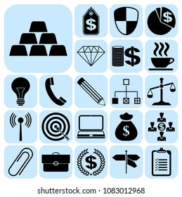 Set of 22 business high quality icons. Collection. Flat design. Vector Illustration.