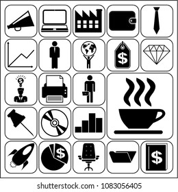  Set of 22 business high quality symbols. Collection. Detailed design. Vector Illustration.