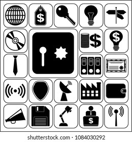  Set of 22 business high quality symbols or icons. Collection. Flat design. Vector Illustration.