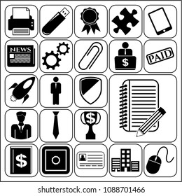 Set of 22 business high quality symbols or icons. Collection. Flat design. Vector Illustration.