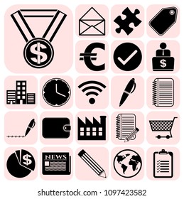  Set of 22 business high quality icons. Collection. Flat design. Vector Illustration.