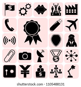Set of 22 business high quality icons or symbols. Collection. Detailed design. Vector Illustration.