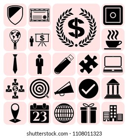 Set of 22 business high quality icons. Collection. Flat design. Vector Illustration.