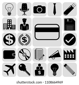 Set of 22 business high quality icons or symbols. Collection. Detailed design. Vector Illustration.