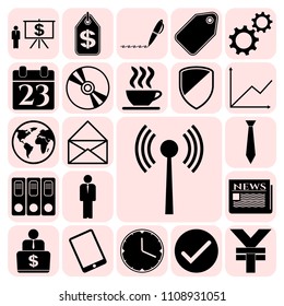  Set of 22 business high quality icons. Collection. Flat design. Vector Illustration.