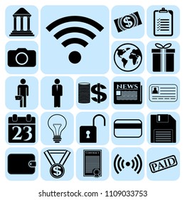 Set of 22 business high quality icons or symbols. Collection. Detailed design. Vector Illustration.