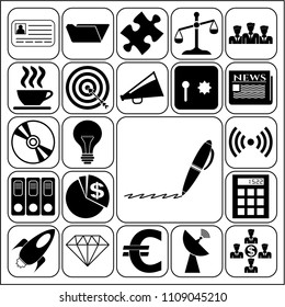  Set of 22 business high quality icons or symbols. Collection. Detailed design. Vector Illustration.