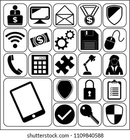  Set of 22 business high quality symbols. Collection. Flat design. Vector Illustration.