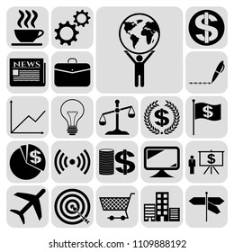 Set of 22 business high quality icons or symbols. Collection. Amazing desing. Vector Illustration.