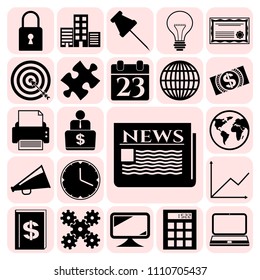 Set of 22 business high quality symbols or icons. Collection. Amazing desing. Vector Illustration.
