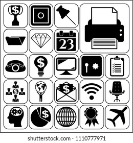  Set of 22 business high quality icons or symbols. Collection. Flat design. Vector Illustration.