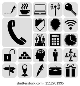  Set of 22 business high quality symbols or icons. Collection. Amazing desing. Vector Illustration.