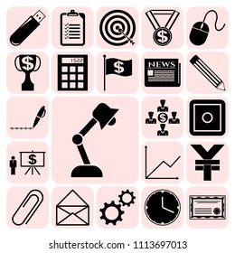  Set of 22 business high quality icons or symbols. Collection. Flat design. Vector Illustration.