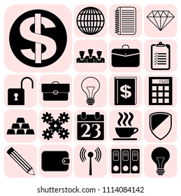Set of 22 business high quality icons or symbols. Collection. Amazing desing. Vector Illustration.