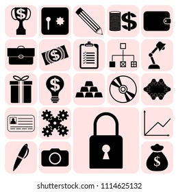 Set of 22 business high quality symbols. Collection. Amazing desing. Vector Illustration.