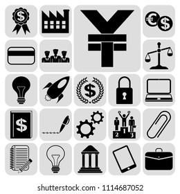 Set of 22 business high quality symbols. Collection. Detailed design. Vector Illustration.