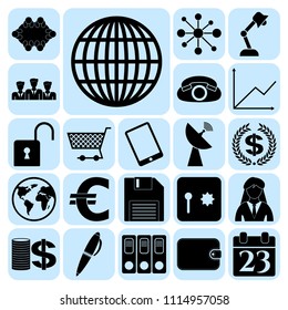 Set of 22 business high quality symbols. Collection. Detailed design. Vector Illustration.