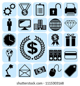 Set of 22 business high quality symbols or icons. Collection. Detailed design. Vector Illustration.