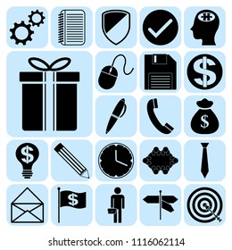 Set of 22 business high quality symbols or icons. Collection. Flat design. Vector Illustration.