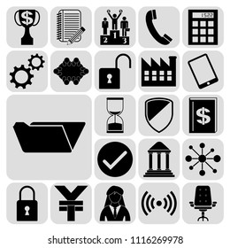 Set of 22 business high quality symbols or icons. Collection. Amazing desing. Vector Illustration.