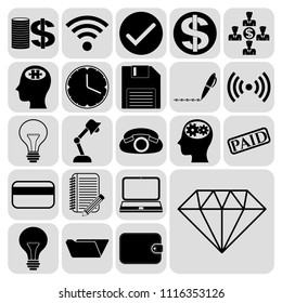 Set of 22 business high quality icons or symbols. Collection. Amazing desing. Vector Illustration.