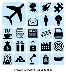 Set of 22 business high quality symbols or icons. Collection. Amazing desing. Vector Illustration.