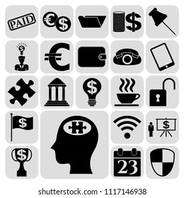 Set of 22 business high quality icons or symbols. Collection. Amazing desing. Vector Illustration.