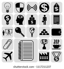Set of 22 business high quality icons. Collection. Flat design. Vector Illustration.