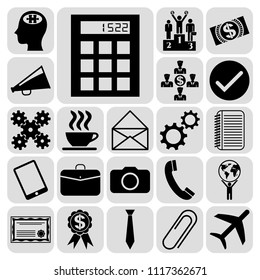 Set of 22 business high quality symbols or icons. Collection. Amazing desing. Vector Illustration.