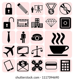 Set of 22 business high quality symbols. Collection. Detailed design. Vector Illustration.