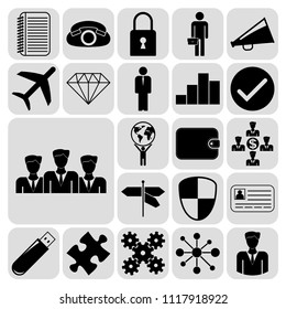 Set of 22 business high quality symbols. Collection. Flat design. Vector Illustration.
