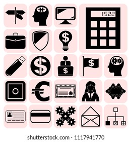 Set of 22 business high quality icons. Collection. Detailed design. Vector Illustration.