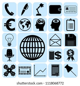 Set of 22 business high quality symbols or icons. Collection. Flat design. Vector Illustration.