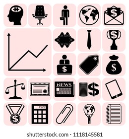 Set of 22 business high quality icons. Collection. Detailed design. Vector Illustration.