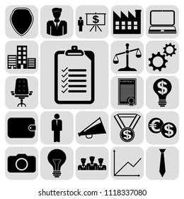 Set of 22 business high quality symbols. Collection. Flat design. Vector Illustration.