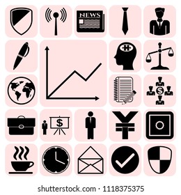 Set of 22 business high quality symbols. Collection. Detailed design. Vector Illustration.