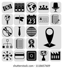 Set of 22 business high quality symbols or icons. Collection. Amazing desing. Vector Illustration.