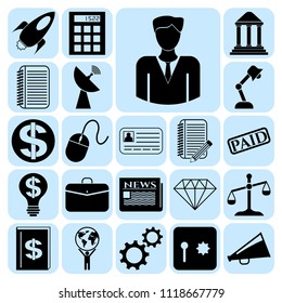 Set of 22 business high quality symbols. Collection. Flat design. Vector Illustration.