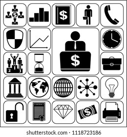 Set of 22 business high quality symbols or icons. Collection. Amazing desing. Vector Illustration.