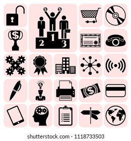 Set of 22 business high quality icons or symbols. Collection. Amazing desing. Vector Illustration.