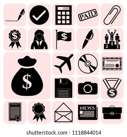 Set of 22 business high quality icons. Collection. Amazing desing. Vector Illustration.