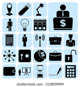Set of 22 business high quality symbols. Collection. Flat design. Vector Illustration.