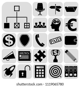 Set of 22 business high quality symbols. Collection. Flat design. Vector Illustration.