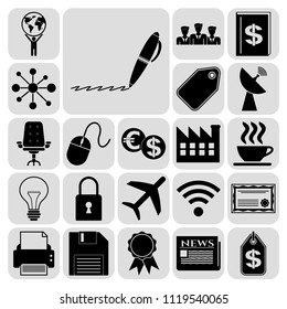 Set of 22 business high quality symbols. Collection. Detailed design. Vector Illustration.