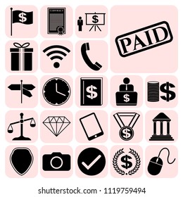 Set of 22 business high quality icons or symbols. Collection. Detailed design. Vector Illustration.