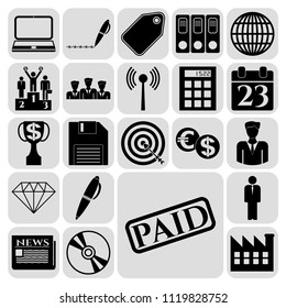 Set of 22 business high quality symbols. Collection. Flat design. Vector Illustration.
