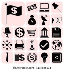 Set of 22 business high quality symbols or icons. Collection. Detailed design. Vector Illustration.