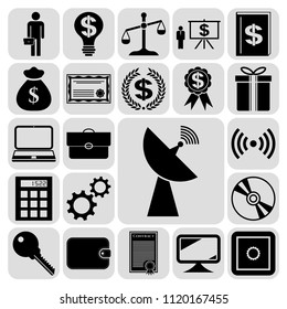 Set of 22 business high quality icons or symbols. Collection. Flat design. Vector Illustration.